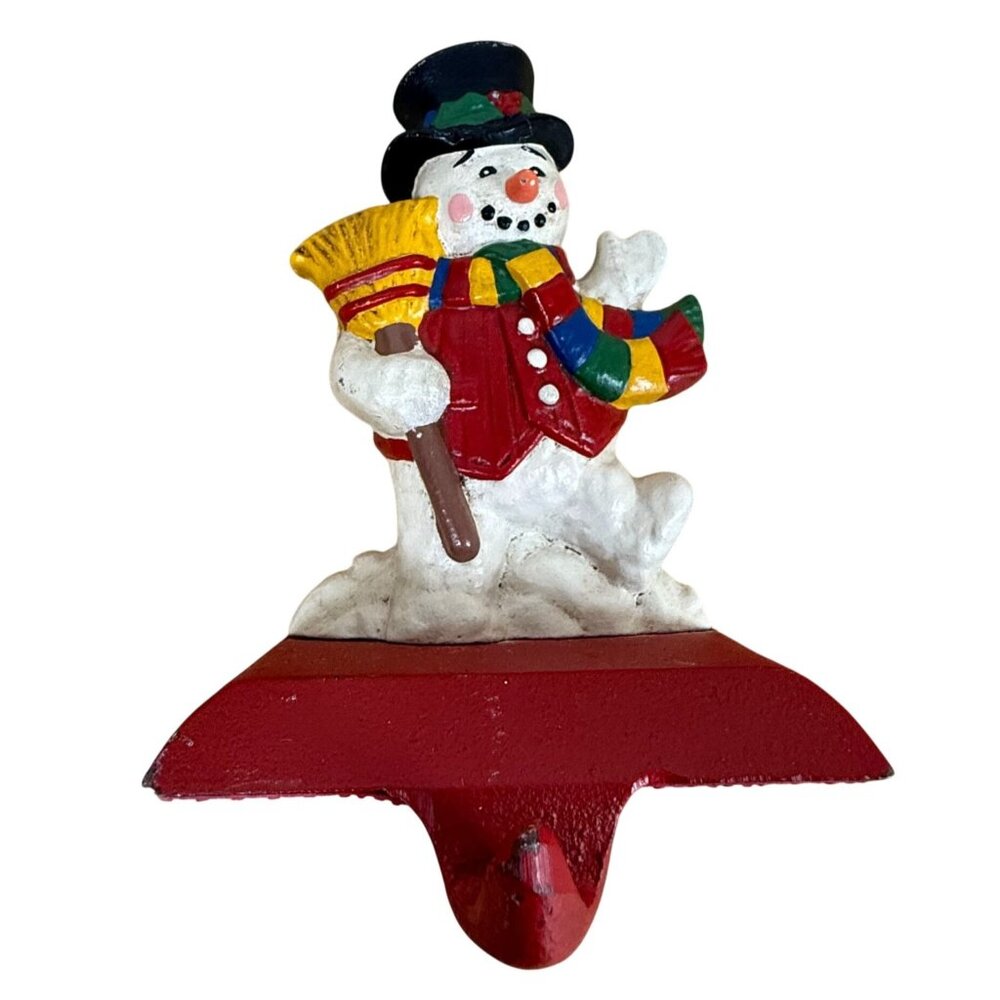 Vintage Midwest Cannon Falls Snowman Stocking Holder Cast Iron Christmas Decor